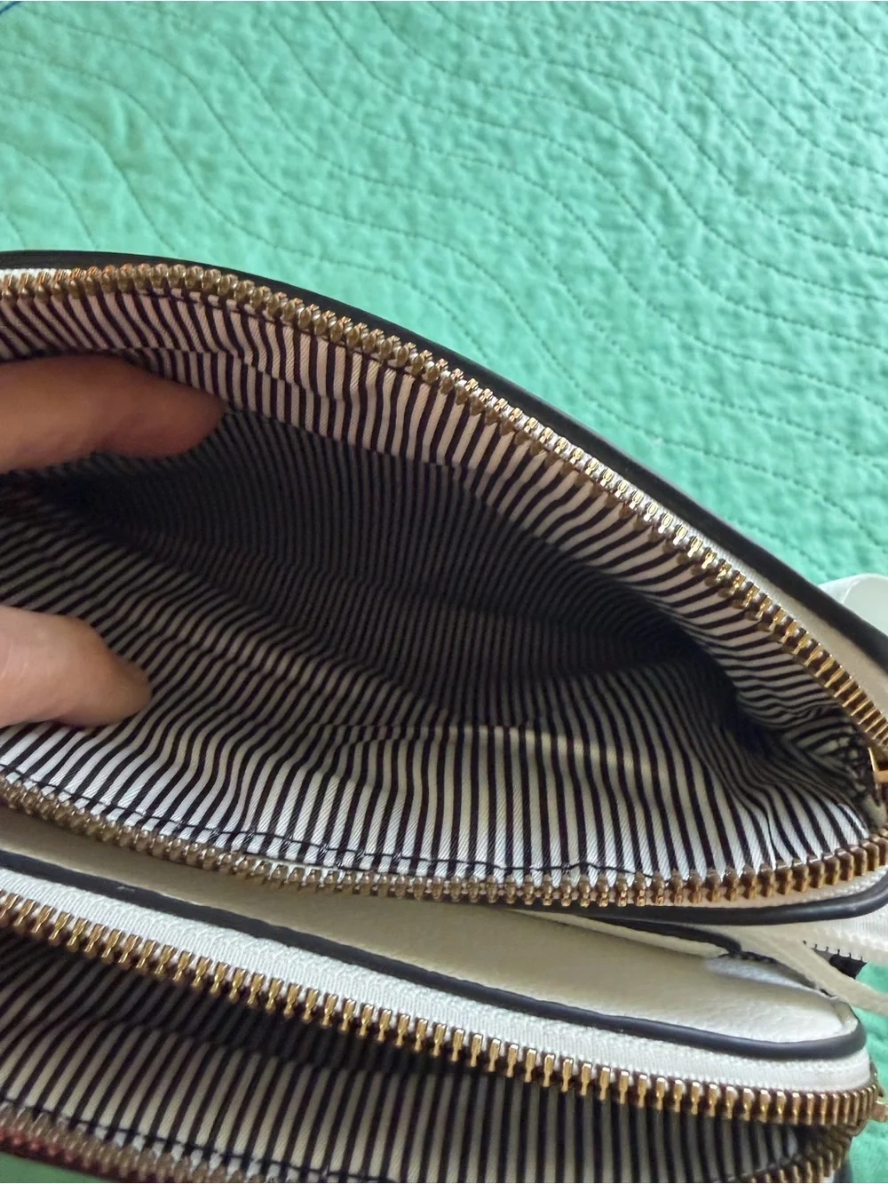 Women's White Double-Zip Crossbody Bag - Designer Style
